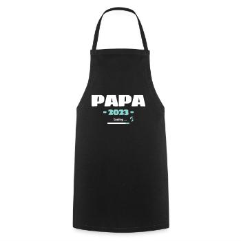 Papa Loading 2023 Werdender Papa Daddy Vater - Kochschürze - Schwarz - Vorne - AI Model Male 185 dark (185cm)