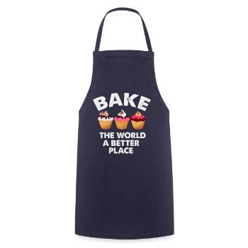 Cupcake Decoration with Motivational Message - Cooking Apron - navy - Front - AI Model Male 185 dark (185cm)