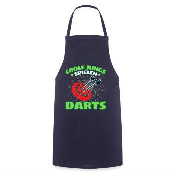 COOLE JUNGS SPIELEN DARTS! Dart Dartspieler Darts - Kochschürze - Navy - Vorne - AI Model Male 185 dark (185cm)
