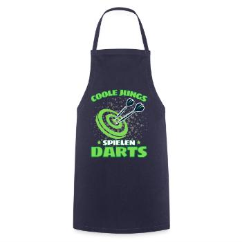 COOLE JUNGS SPIELEN DARTS! Dart Dartspieler Darts - Kochschürze - Navy - Vorne - AI Model Male 185 dark (185cm)