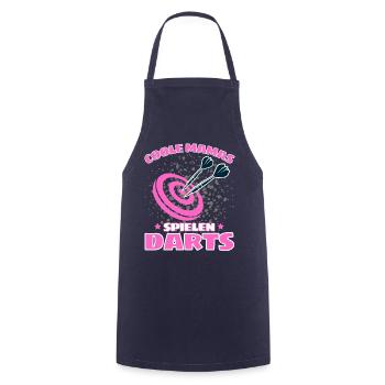 COOLE MAMAS SPIELEN DARTS! Dart Dartspieler Mama - Kochschürze - Navy - Vorne - AI Model Male 185 dark (185cm)