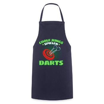 COOLE JUNGS SPIELEN DARTS! Dart Dartspieler Darts - Kochschürze - Navy - Vorne - AI Model Male 185 dark (185cm)
