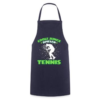 COOLE JUNGS SPIELEN TENNIS Das Lustige - Kochschürze - Navy - Vorne - AI Model Male 185 dark (185cm)