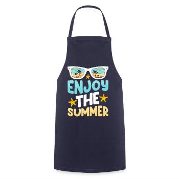 Enjoy the summer - Sommer Sonne Strand Meer - Kochschürze - Navy - Vorne - AI Model Male 185 dark (185cm)