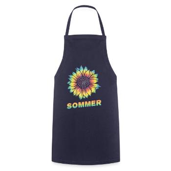 Sonnenblume Sommer Sonne Strand Meer - Kochschürze - Navy - Vorne - AI Model Male 185 dark (185cm)