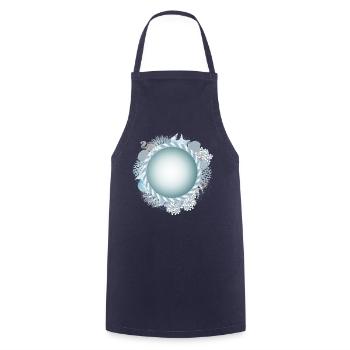 maritime frame with rope and coral reef look - Cooking Apron - navy - Front - AI Model Male 185 dark (185cm)