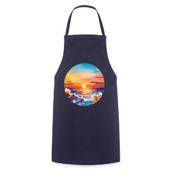 Sonnenuntergang über dem Meer - Kochschürze - Navy - Vorne - AI Model Male 185 dark (185cm)