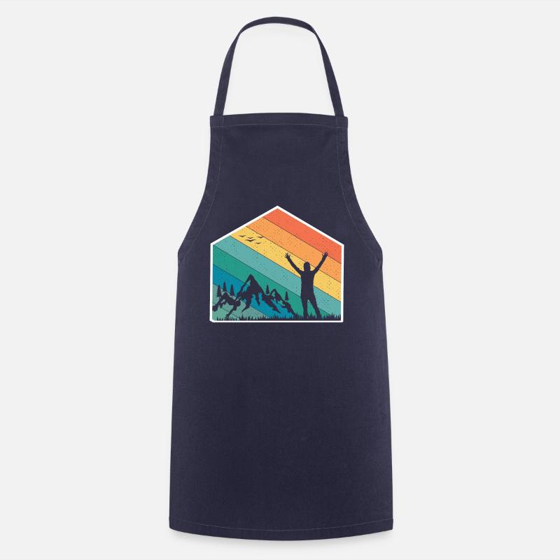 Mountains Silhouette Rainbow - Cooking Apron - navy