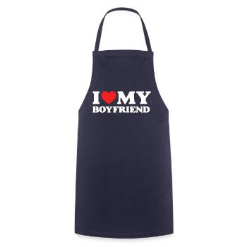 J’aime mon petit ami - Tablier de cuisine - marine - Devant - AI Model Male 185 dark (185cm)