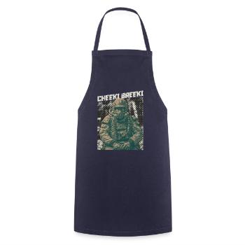 Post-apocalyptic gamer Cheeki Breeki - Cooking Apron - navy - Front - AI Model Male 185 dark (185cm)
