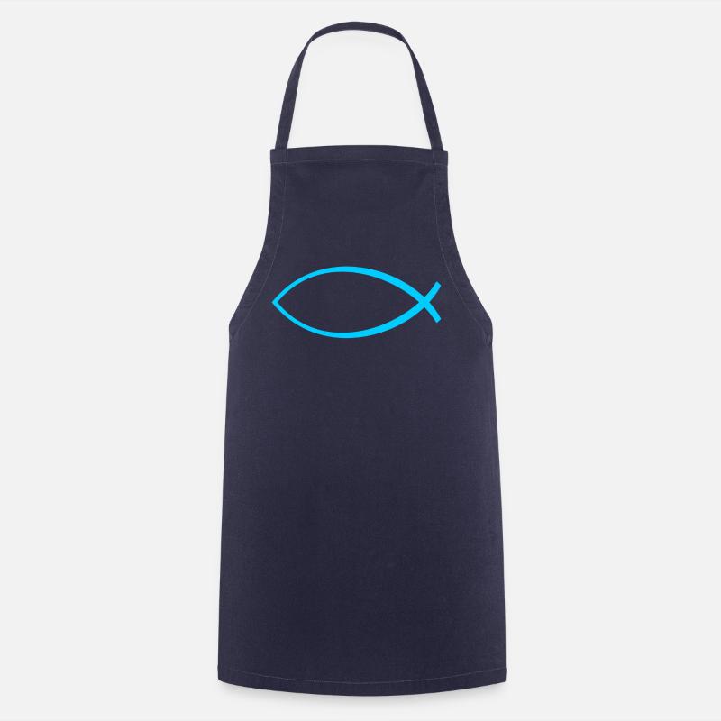 Ichtus fish light blue - Cooking Apron - navy