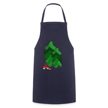 October Autumn Forest Fir Trees Toadstools Mushrooms - Cooking Apron - navy - Front - AI Model Male 185 dark (185cm)