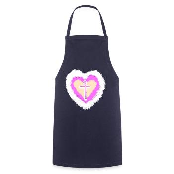 coeur religion jésus croix croix dieu christ - Tablier de cuisine - marine - Devant - AI Model Male 185 dark (185cm)