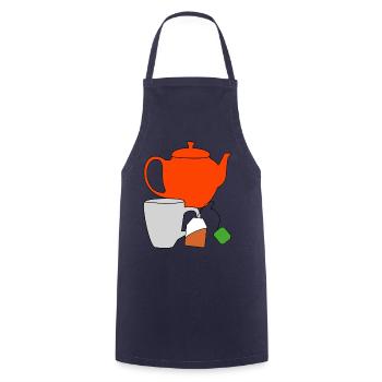 Genuss Tee Getränk Teekanne Teebeutel Tasse Durst - Kochschürze - Navy - Vorne - AI Model Male 185 dark (185cm)