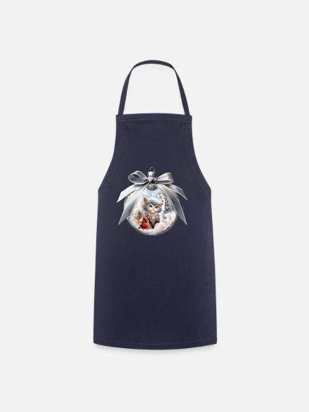 Kleines Kätzchen mit Vogel. - Kochschürze - Navy