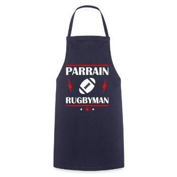Parrain rugbyman, rugby, famille, cadeau de Noël - Tablier de cuisine - marine - Devant - AI Model Male 185 dark (185cm)