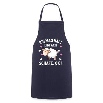 I JUST LIKE SHEEP! Sheep Shepherd Sheep - Cooking Apron - navy - Front - AI Model Male 185 dark (185cm)