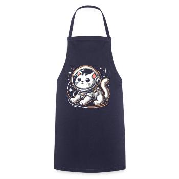 Chat astronaute - Tablier de cuisine - marine - Devant - AI Model Male 185 dark (185cm)