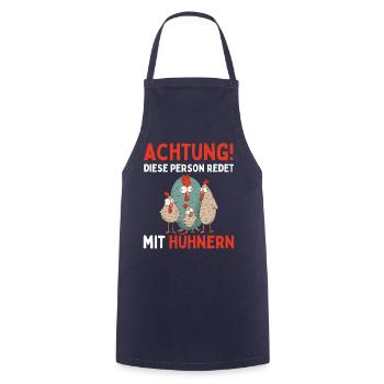 ACHTUNG ICH REDE MIT HÜHNERN! Lustiges Hühner Ei - Kochschürze - Navy - Vorne - AI Model Male 185 dark (185cm)