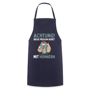 ACHTUNG ICH REDE MIT HÜHNERN! Lustiges Hühner Ei - Kochschürze - Navy - Vorne - AI Model Male 185 dark (185cm)