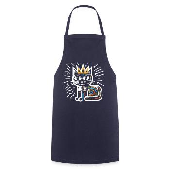 Chat peinture abstraite artwork - Tablier de cuisine - marine - Devant - AI Model Male 185 dark (185cm)