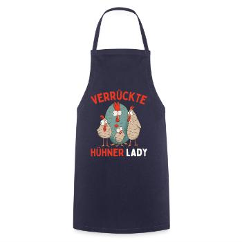 CRAZY CHICKENS LADY Funny Farmer Chickens - Cooking Apron - navy - Front - AI Model Male 185 dark (185cm)