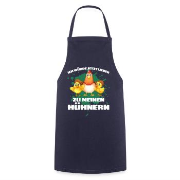 I WOULD LOVE TO MY CHICKENS NOW! - Cooking Apron - navy - Front - AI Model Male 185 dark (185cm)