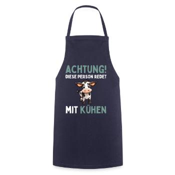 ACHTUNG! DIESE PERSON REDET MIT KÜHEN! Lustiges - Kochschürze - Navy - Vorne - AI Model Male 185 dark (185cm)