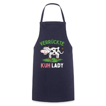 CRAZY COW LADY - Funny Farmer's Wife Farmer - Cooking Apron - navy - Front - AI Model Male 185 dark (185cm)