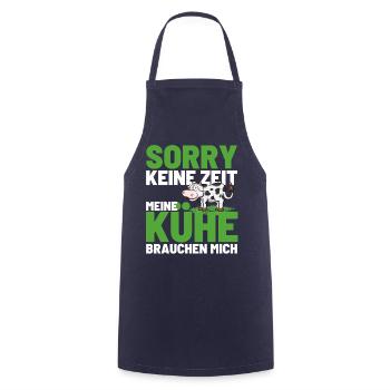 NO TIME! MY COWS NEED ME! Fun - Cooking Apron - navy - Front - AI Model Male 185 dark (185cm)