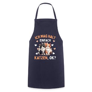 I JUST LIKE CATS! Funny Cat Cat - Cooking Apron - navy - Front - AI Model Male 185 dark (185cm)