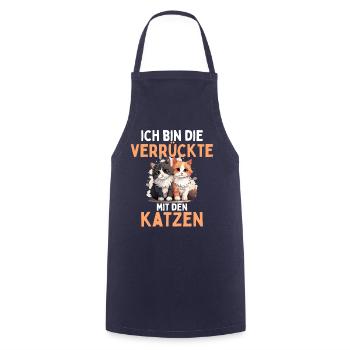 I'M THE CRAZY ONE WITH THE CATS! Fun - Cooking Apron - navy - Front - AI Model Male 185 dark (185cm)