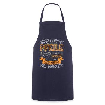 Lustiger Darts Spruch REICHT MIR DIE PFEILE IHR - Kochschürze - Navy - Vorne - AI Model Male 185 dark (185cm)