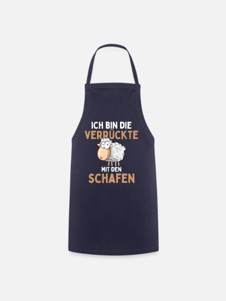 ICH BIN DIE VERRÜCKTE MIT DEN SCHAFEN - Schaf - Kochschürze - Navy