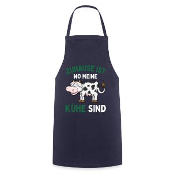 ZUHAUSE IST WO MEINE KÜHE SIND! Lustiges Bauer - Kochschürze - Navy - Vorne - AI Model Male 185 dark (185cm)