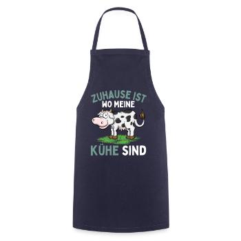 ZUHAUSE IST WO MEINE KÜHE SIND! Lustiges Bauer - Kochschürze - Navy - Vorne - AI Model Male 185 dark (185cm)