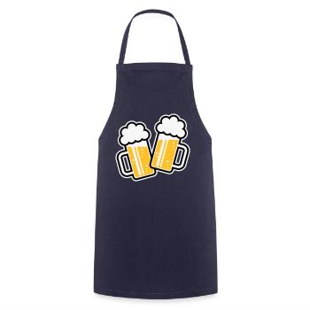 2 Bierkrüge Stoßen An, Prosit! (Bier Maßkrüge 3C) - Kochschürze - Navy - Vorne - AI Model Male 185 dark (185cm)