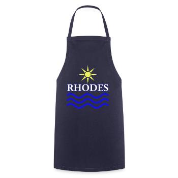 Rhodes Sun and Waves Design - Cooking Apron - navy - Front - AI Model Male 185 dark (185cm)