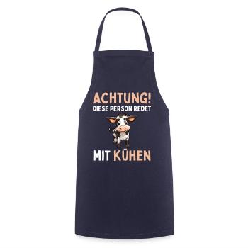 ACHTUNG! DIESE PERSON REDET MIT KÜHEN! Lustiges - Kochschürze - Navy - Vorne - AI Model Male 185 dark (185cm)