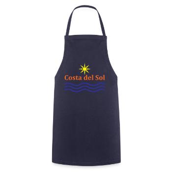 Costa del Sol Sonne und Wellen Design - Kochschürze - Navy - Vorne - AI Model Male 185 dark (185cm)