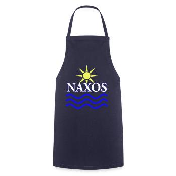 Conception du logo Naxos Sun and Waves - Tablier de cuisine - marine - Devant - AI Model Male 185 dark (185cm)
