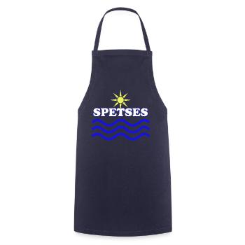 Spetses Island Sun and Wave Emblem - Cooking Apron - navy - Front - AI Model Male 185 dark (185cm)