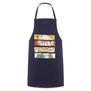 Mon papa et mes 3 enfants - Tablier de cuisine - marine - Devant - AI Model Male 185 dark (185cm)