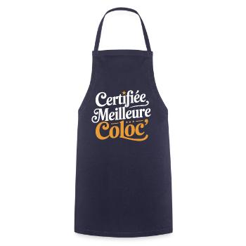 Certifiée meilleure coloc' - Tablier de cuisine - marine - Devant - AI Model Male 185 dark (185cm)