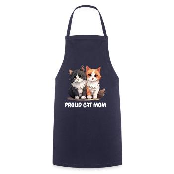 Proud Cat Mom - Chaton Drôle d’Amoureux des Chats - Tablier de cuisine - marine - Devant - AI Model Male 185 dark (185cm)
