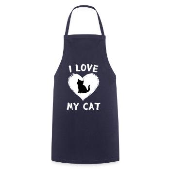 J’adore mon chat chat chaton amoureux des chats - Tablier de cuisine - marine - Devant - AI Model Male 185 dark (185cm)