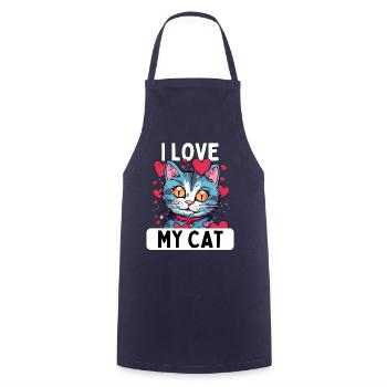 Cat Kitten Cat Lover Funny I Love My - Cooking Apron - navy - Front - AI Model Male 185 dark (185cm)