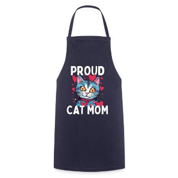 Proud Cat Mom Katze Kätzchen Katzenliebhaber - Kochschürze - Navy - Vorne - AI Model Male 185 dark (185cm)