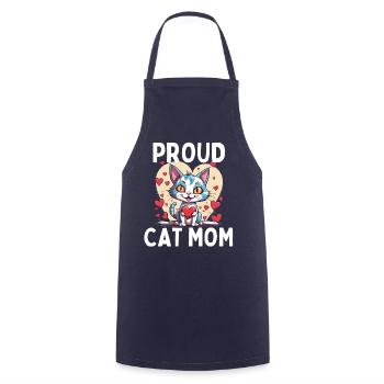 Proud Cat Mom - Funny Cat With Heart And - Cooking Apron - navy - Front - AI Model Male 185 dark (185cm)