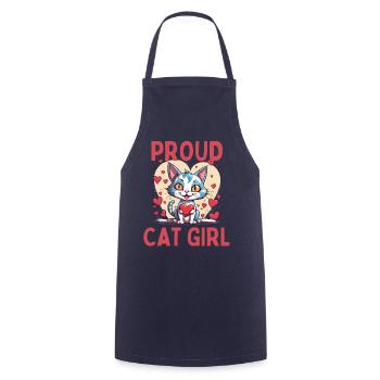 Proud Cat Girl Heart Cat Kitten - Cooking Apron - navy - Front - AI Model Male 185 dark (185cm)